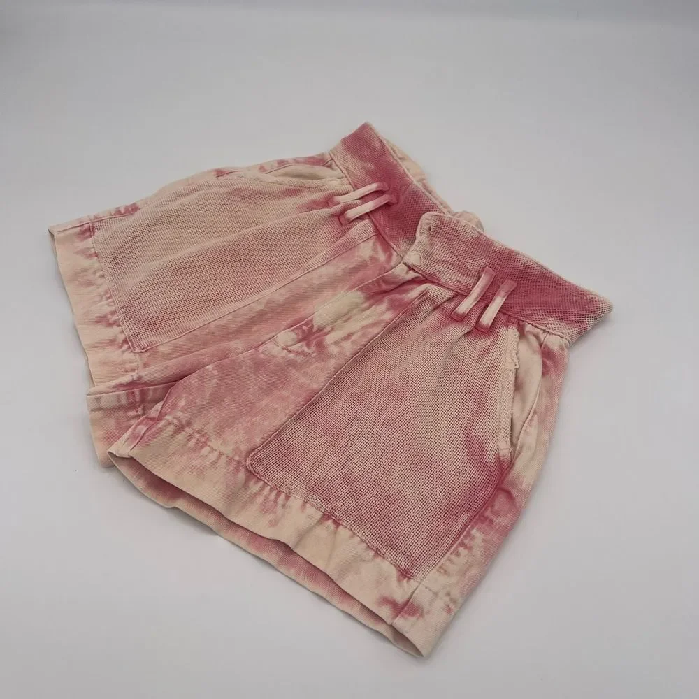 Free People Pink Acid Wash Shorts